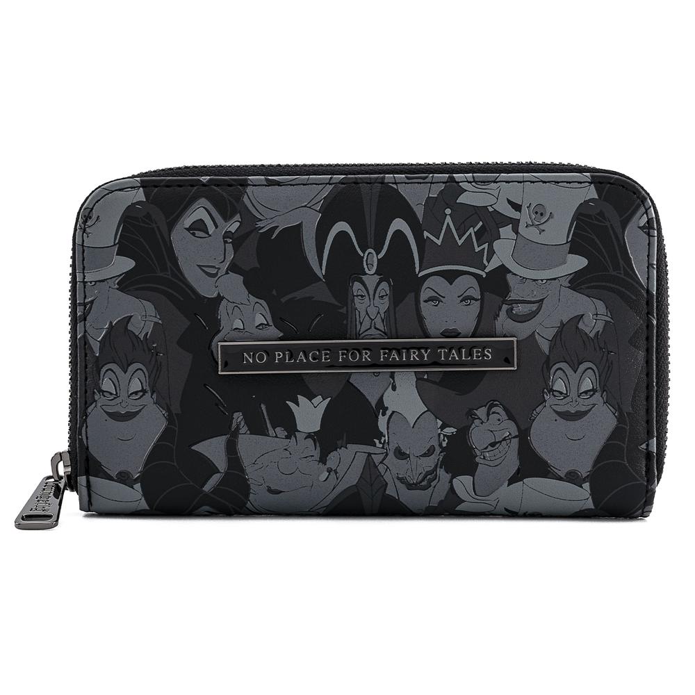 Loungefly X Disney Villains Debossed All Over Print Zip Around Purse - GeekCore