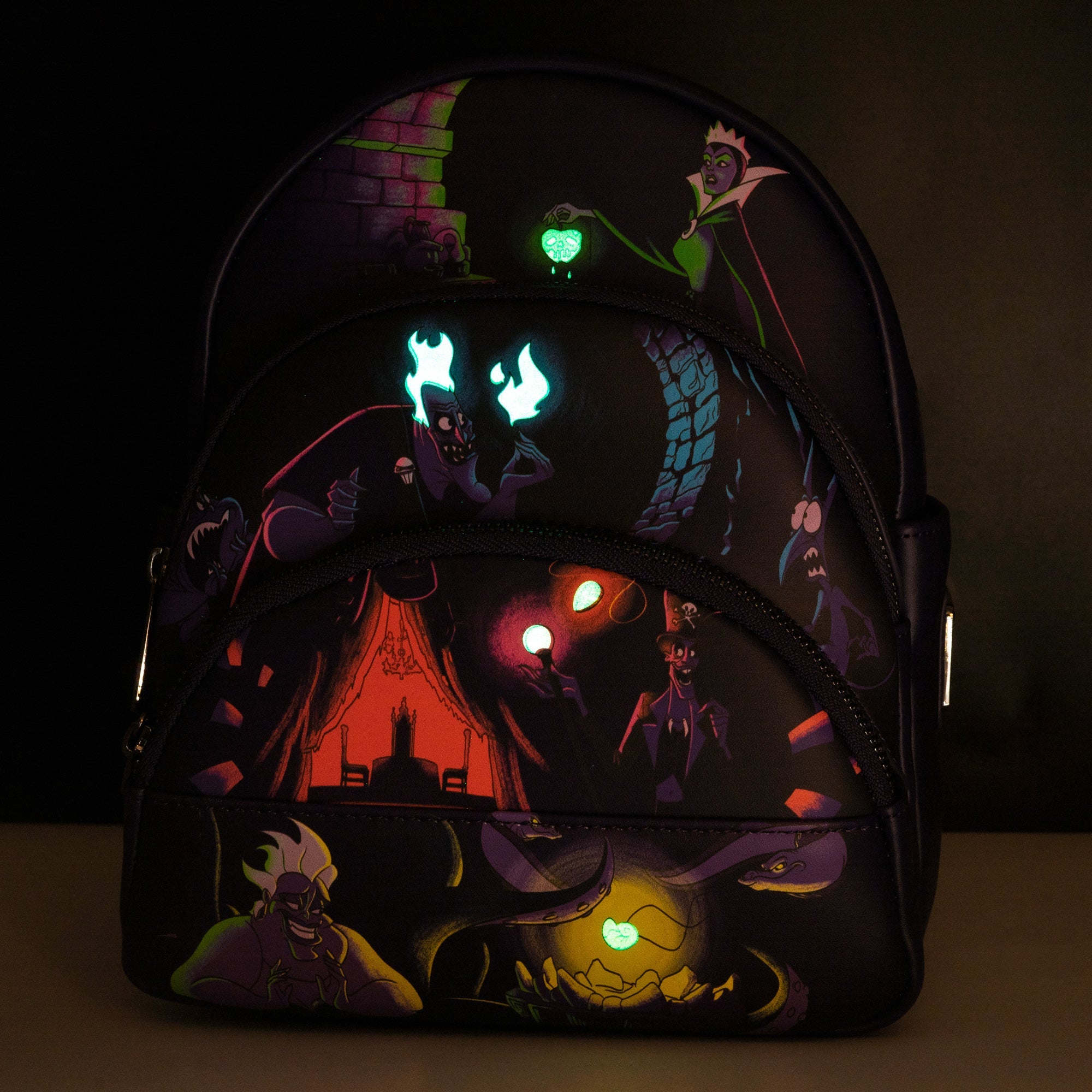 Loungefly x Disney Villains in the Dark Triple Pocket Mini Backpack - GeekCore