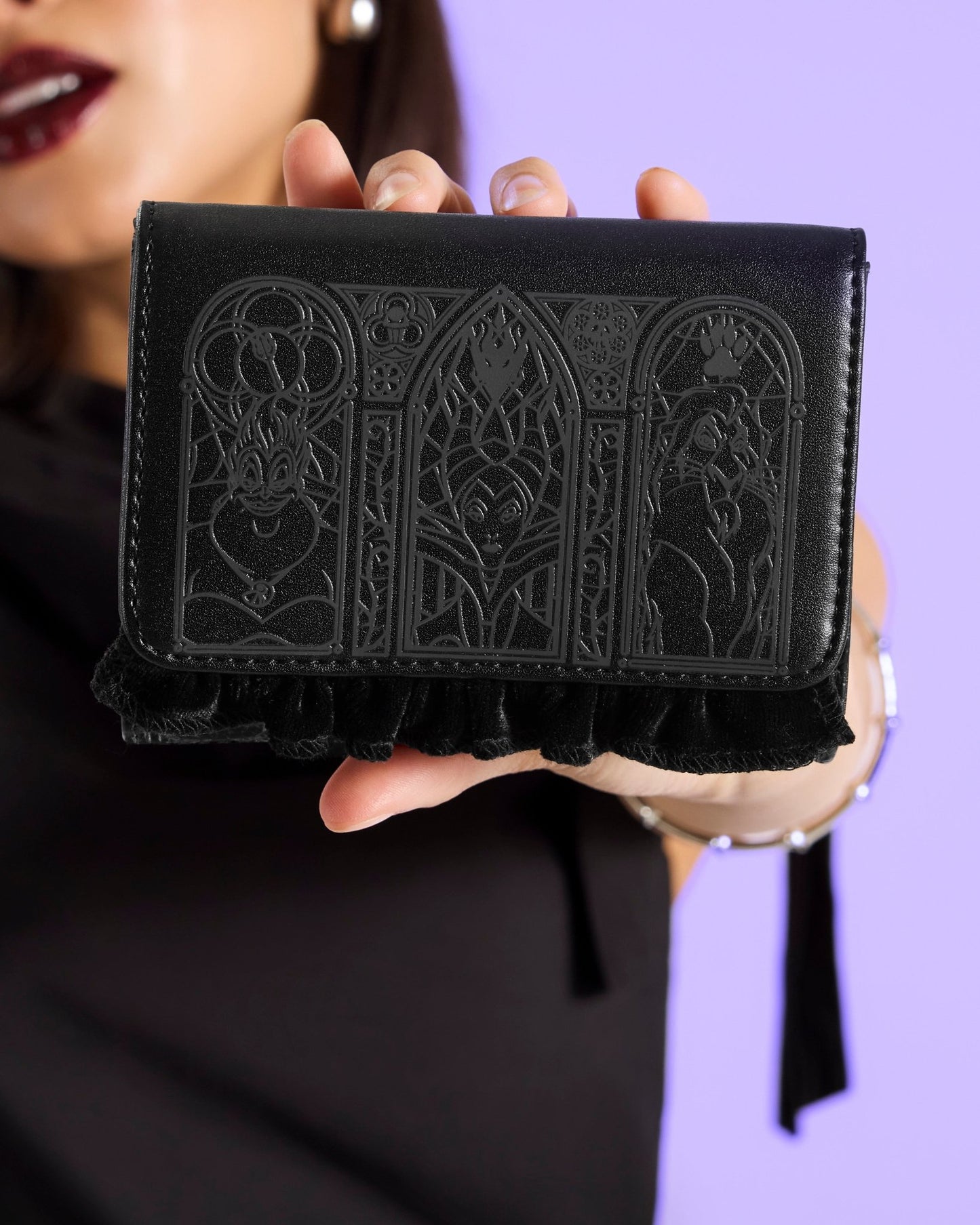 Loungefly x Disney Villains Stained Glass Tri - Fold Wallet - GeekCore