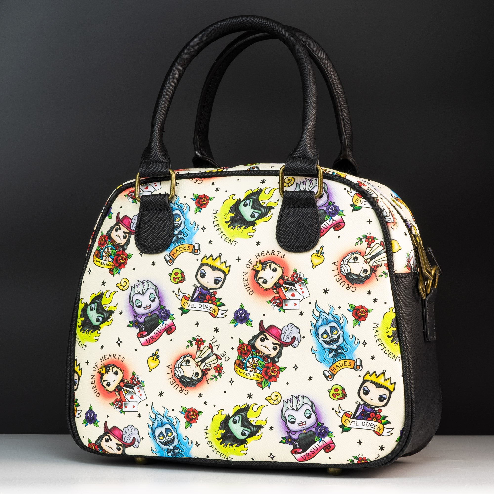 Loungefly x Disney Villains Tattoo All Over Print Crossbody Bag - GeekCore