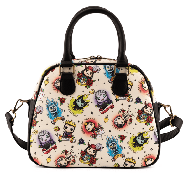 Loungefly x Disney Villains Tattoo All Over Print Crossbody Bag - GeekCore