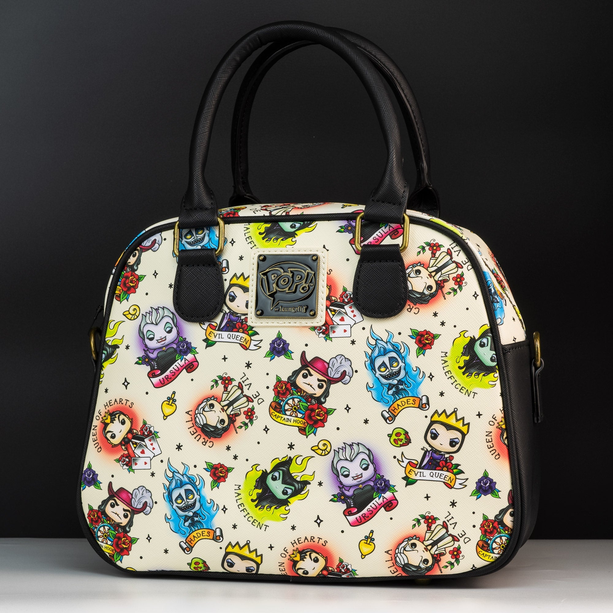 Loungefly x Disney Villains Tattoo All Over Print Crossbody Bag - GeekCore