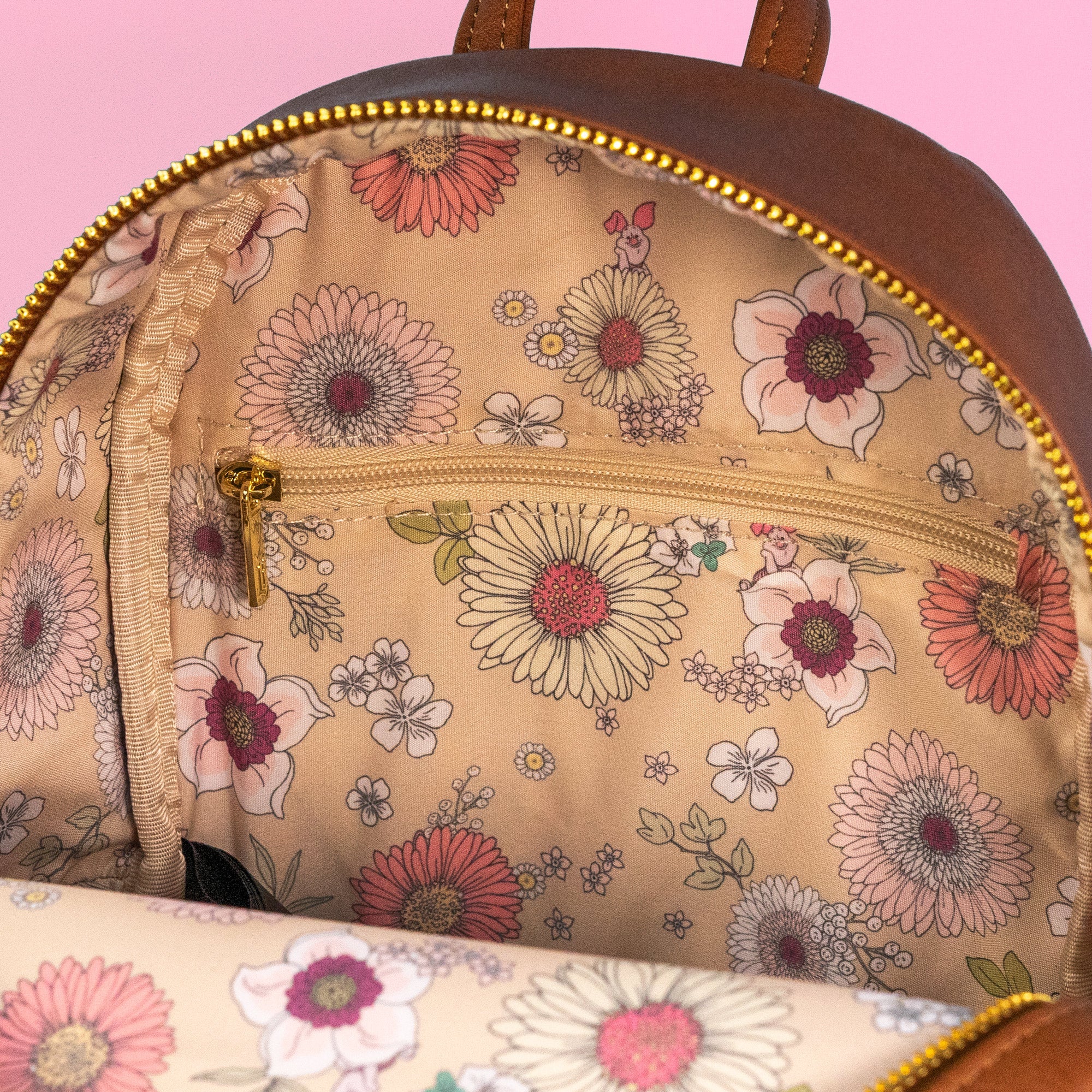 Loungefly x Disney Winnie the Pooh Floral Print Flap Pocket Mini Backpack - GeekCore