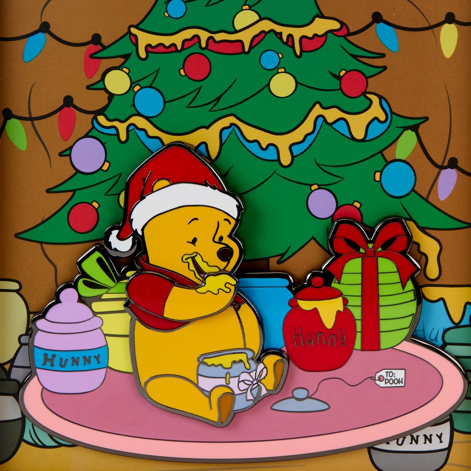 Loungefly x Disney Winnie the Pooh Honey Present Moving 3" Collectors Pin - GeekCore