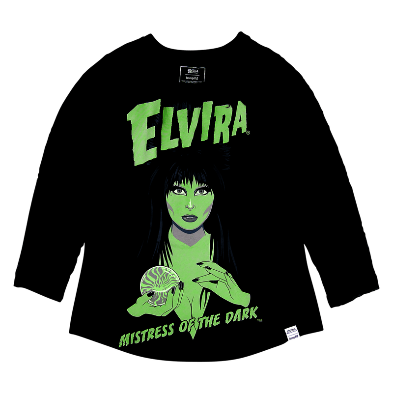Loungefly x Elvira Glow in the Dark Shirred Raglan Tee - GeekCore