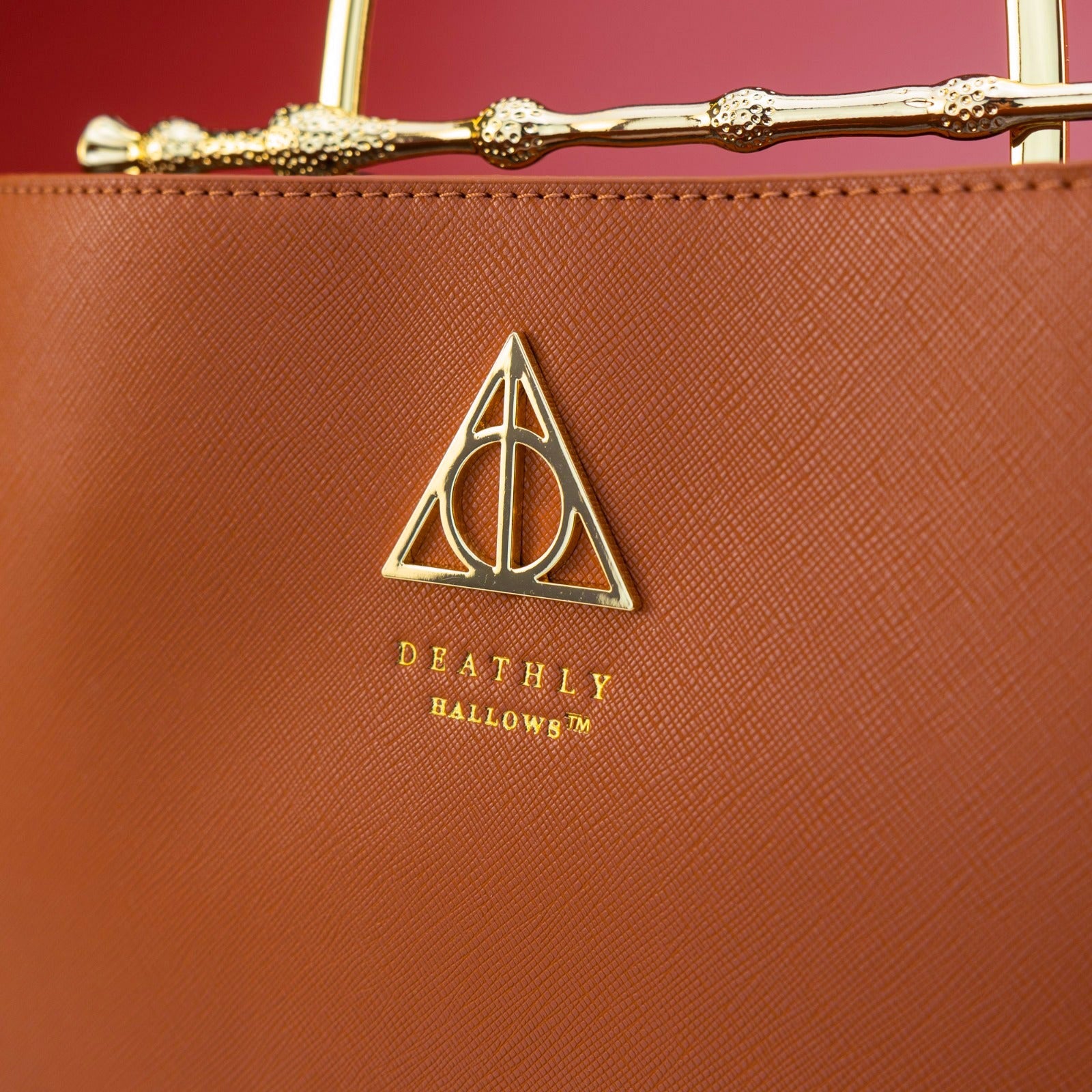 Loungefly x Harry Potter Cognac Saffiano Elder Wand Crossbody Handbag - GeekCore