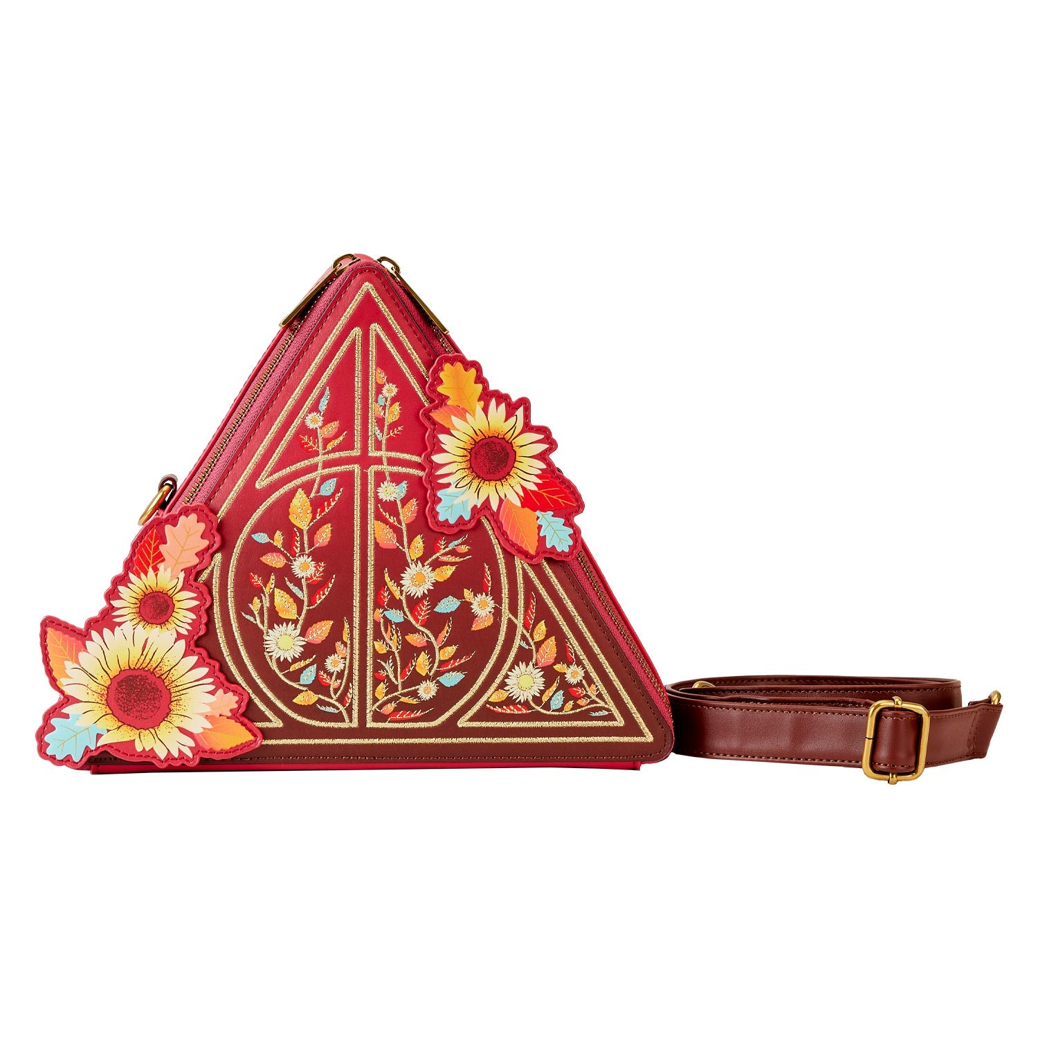 Loungefly x Harry Potter Deathly Hallows Autumnal Flowers Crossbody Bag - GeekCore