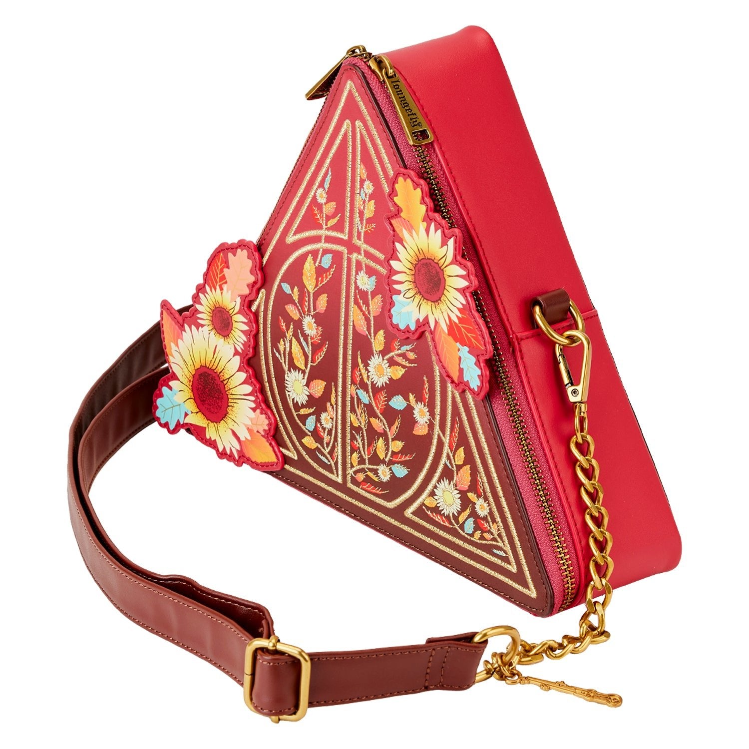 Loungefly x Harry Potter Deathly Hallows Autumnal Flowers Crossbody Bag - GeekCore