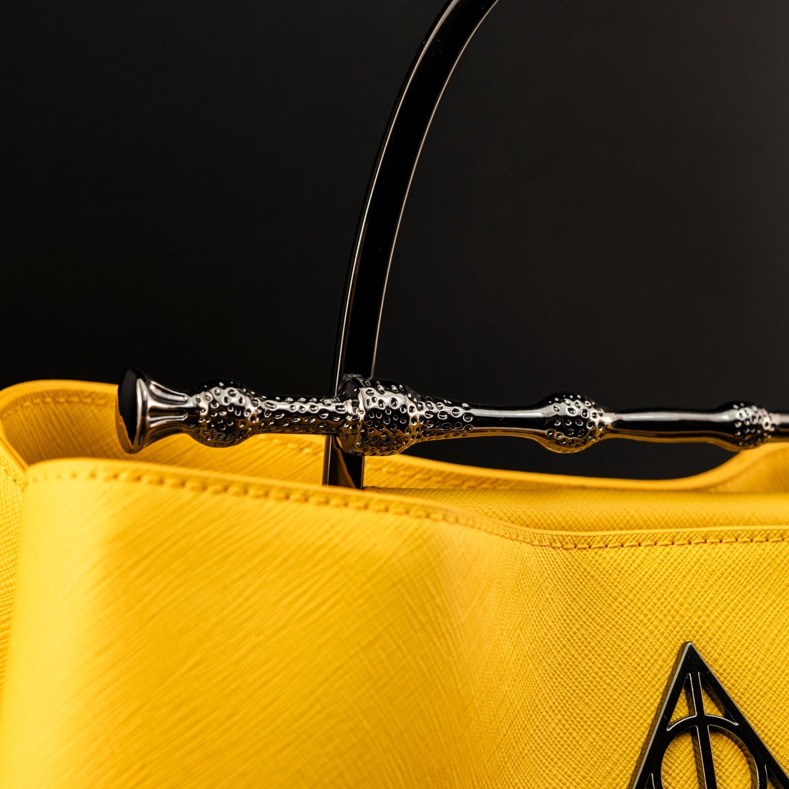 Loungefly x Harry Potter House Hufflepuff Yellow Saffiano Elder Wand Crossbody Handbag - GeekCore