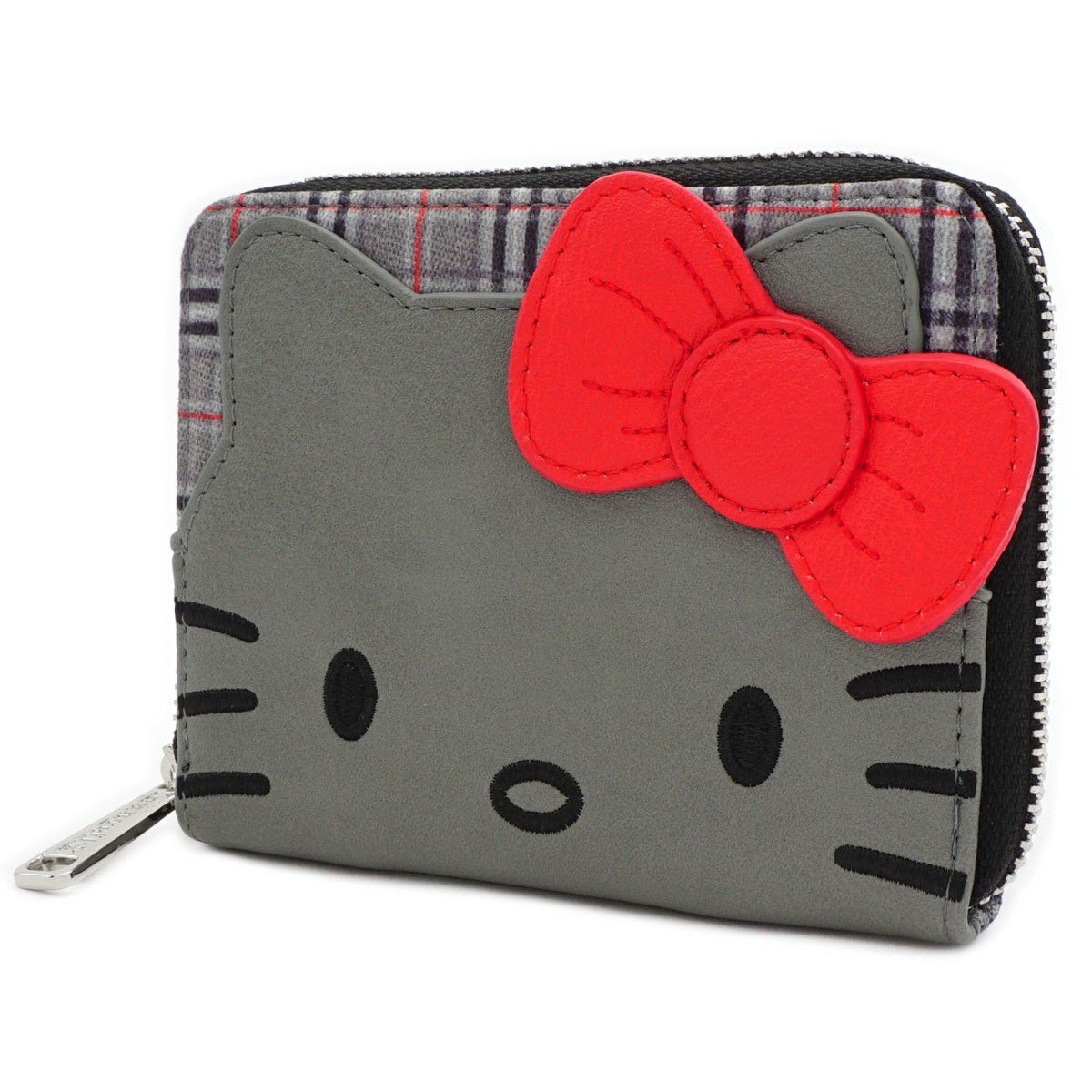 Loungefly x Hello Kitty Grey Plaid Zip Around Purse - GeekCore
