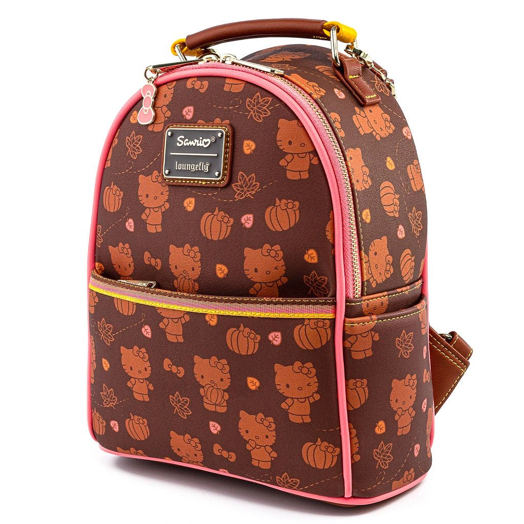 Loungefly x Hello Kitty Pumpkin Spice Print Mini Convertible Backpack - GeekCore