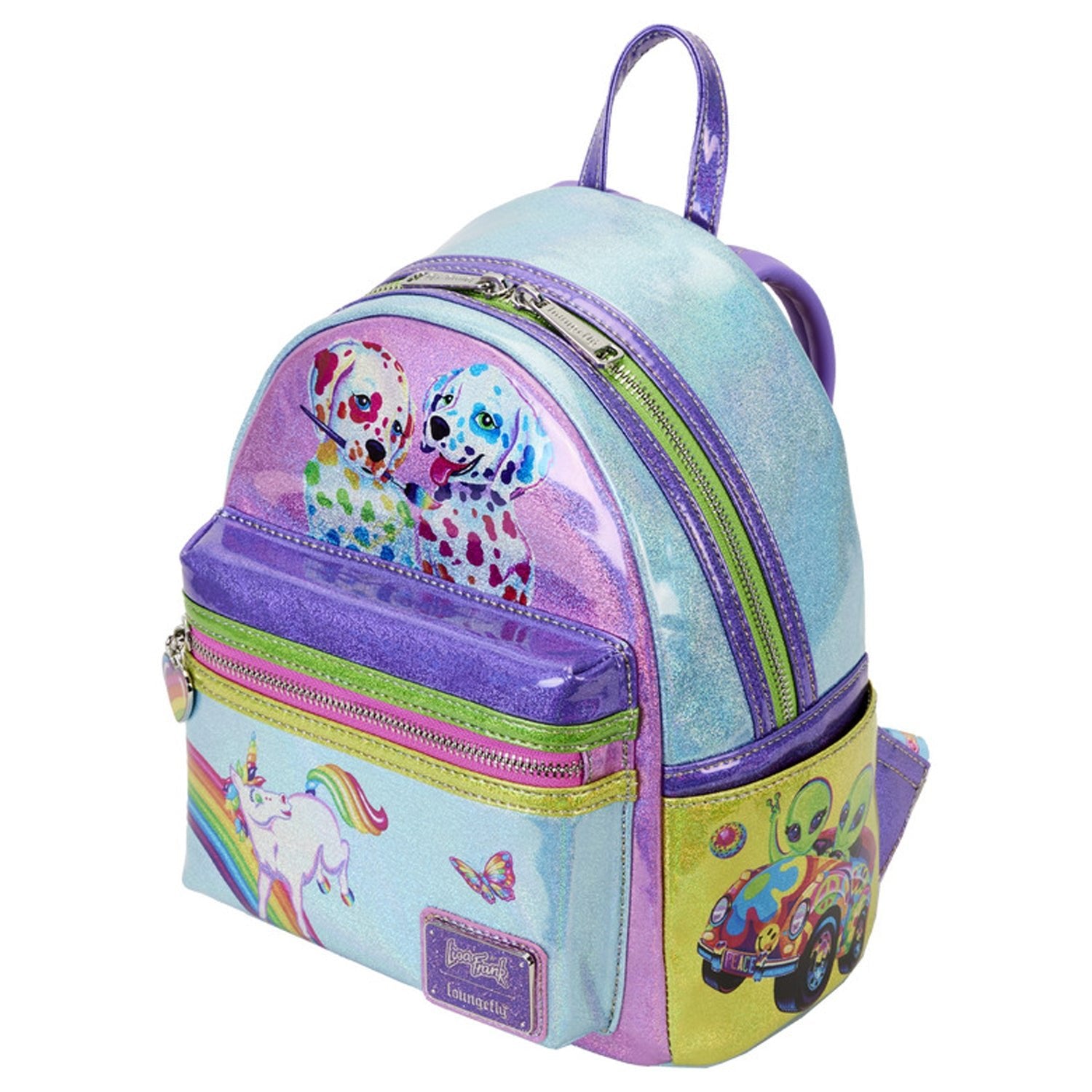 Loungefly x Lisa Frank Glitter Colour Block Mini Backpack - GeekCore