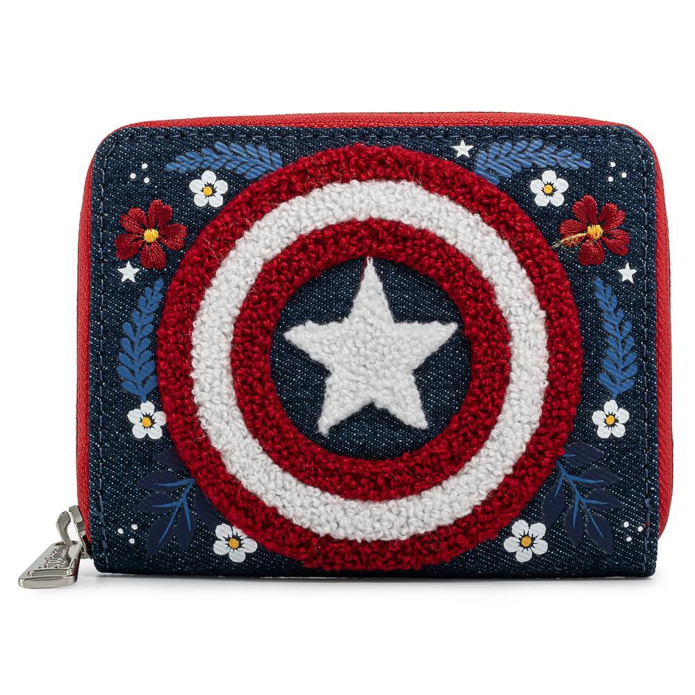 Loungefly x Marvel Captain America 80th Anniversary Floral Shield Purse - GeekCore