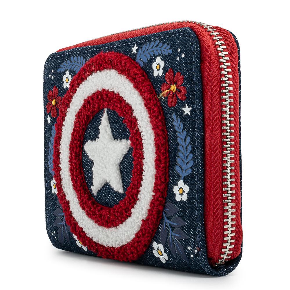 Loungefly x Marvel Captain America 80th Anniversary Floral Shield Purse - GeekCore