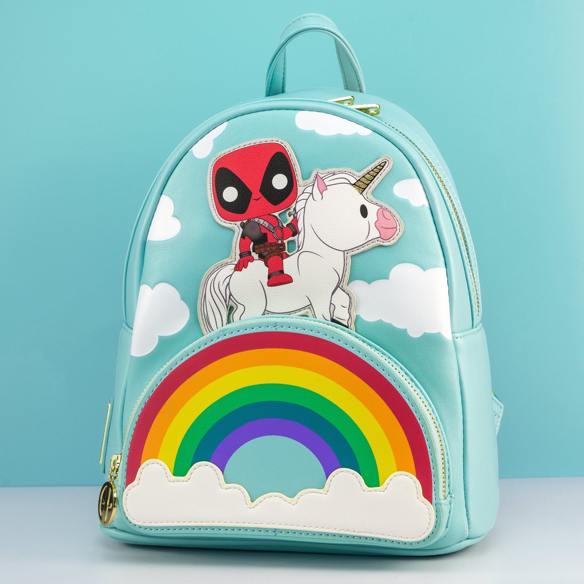 Loungefly x Marvel Deadpool 30th Anniversary Unicorn Rainbow Mini Backpack - GeekCore