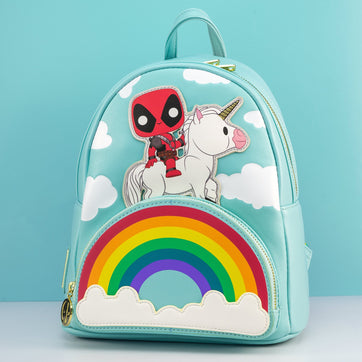 Loungefly x Marvel Deadpool 30th Anniversary Unicorn Rainbow Mini Backpack - GeekCore