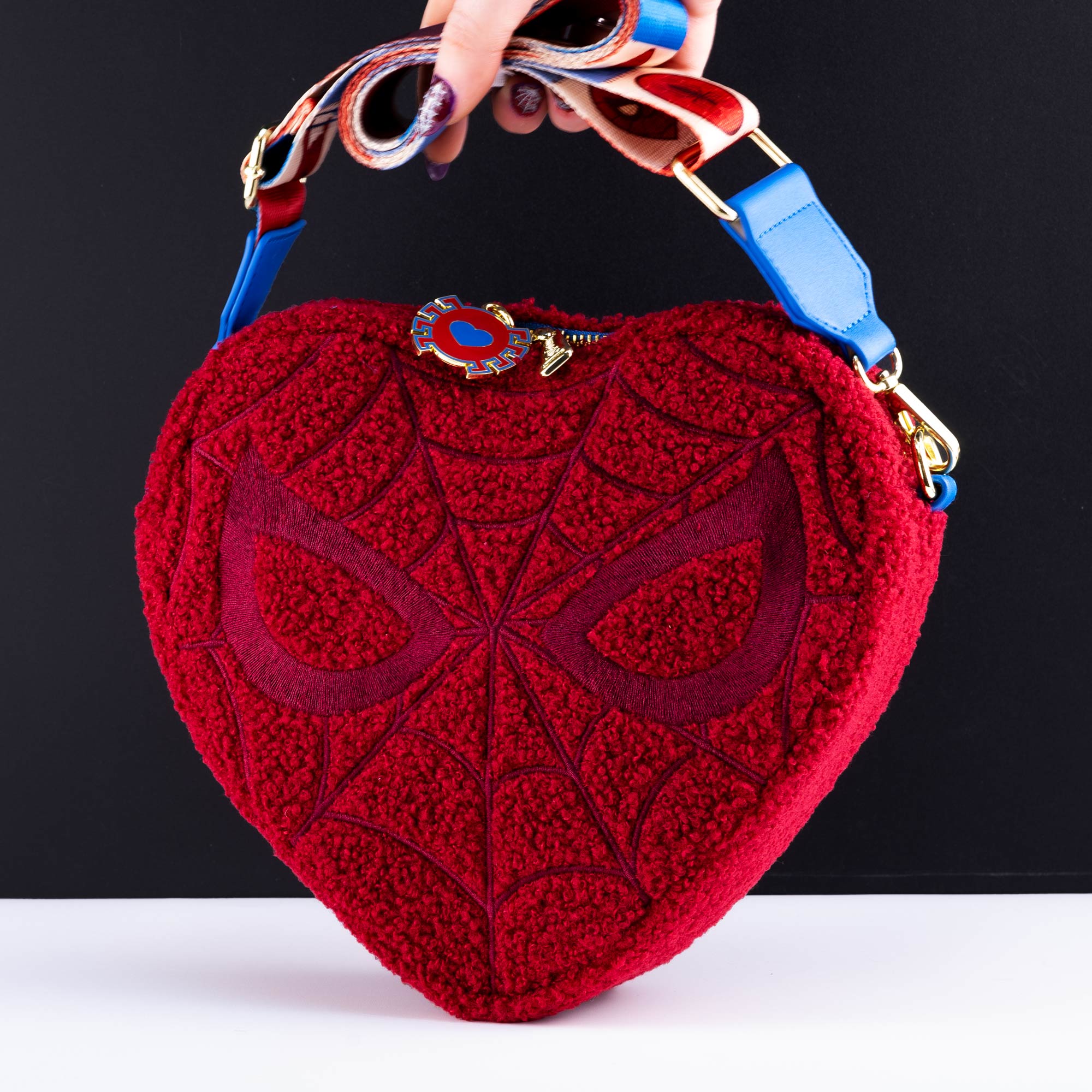 Loungefly x Marvel Spider - Man Sherpa Heart Crossbody Bag - GeekCore