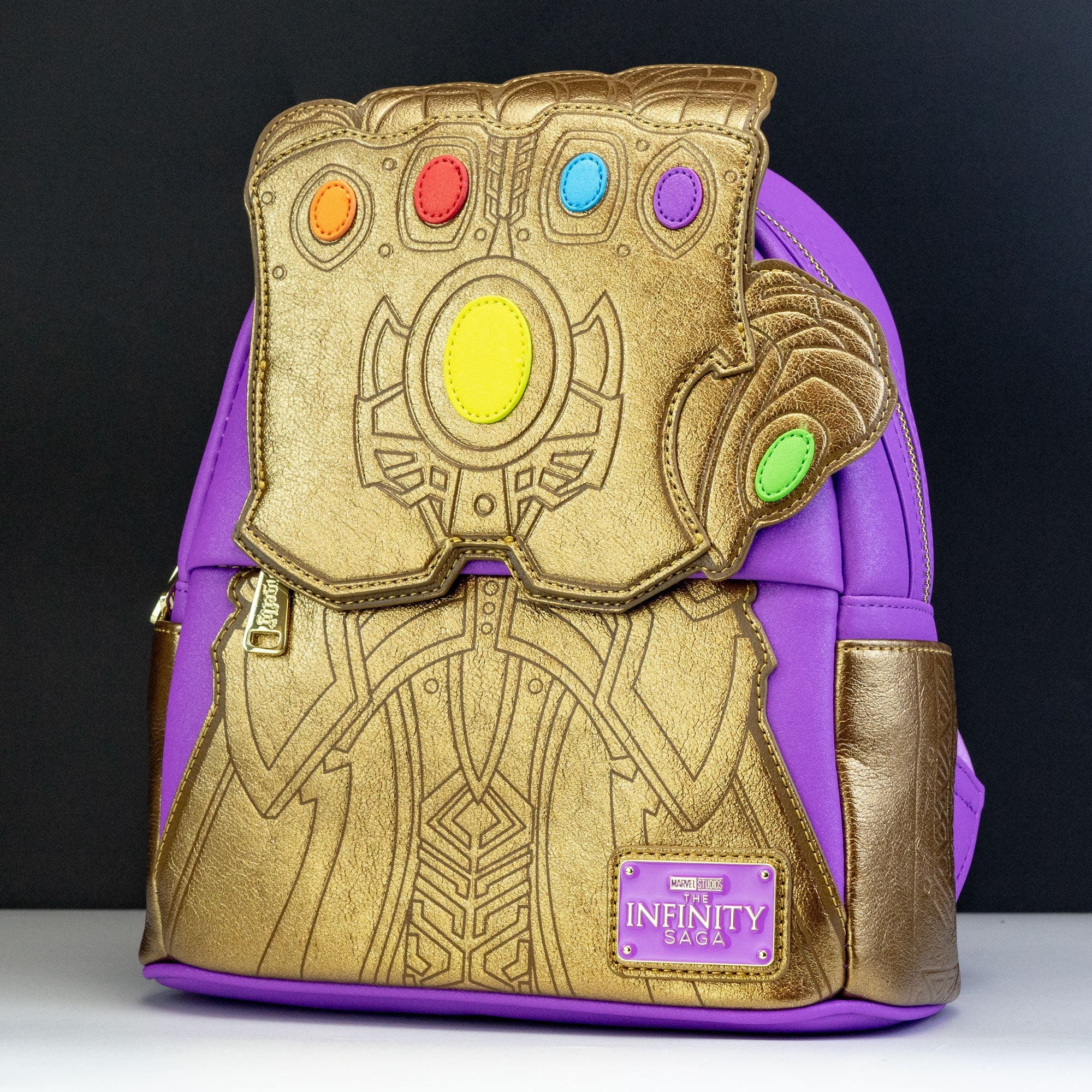 Loungefly x Marvel Thanos Infinity Gauntlet Shine Cosplay Mini Backpack - GeekCore