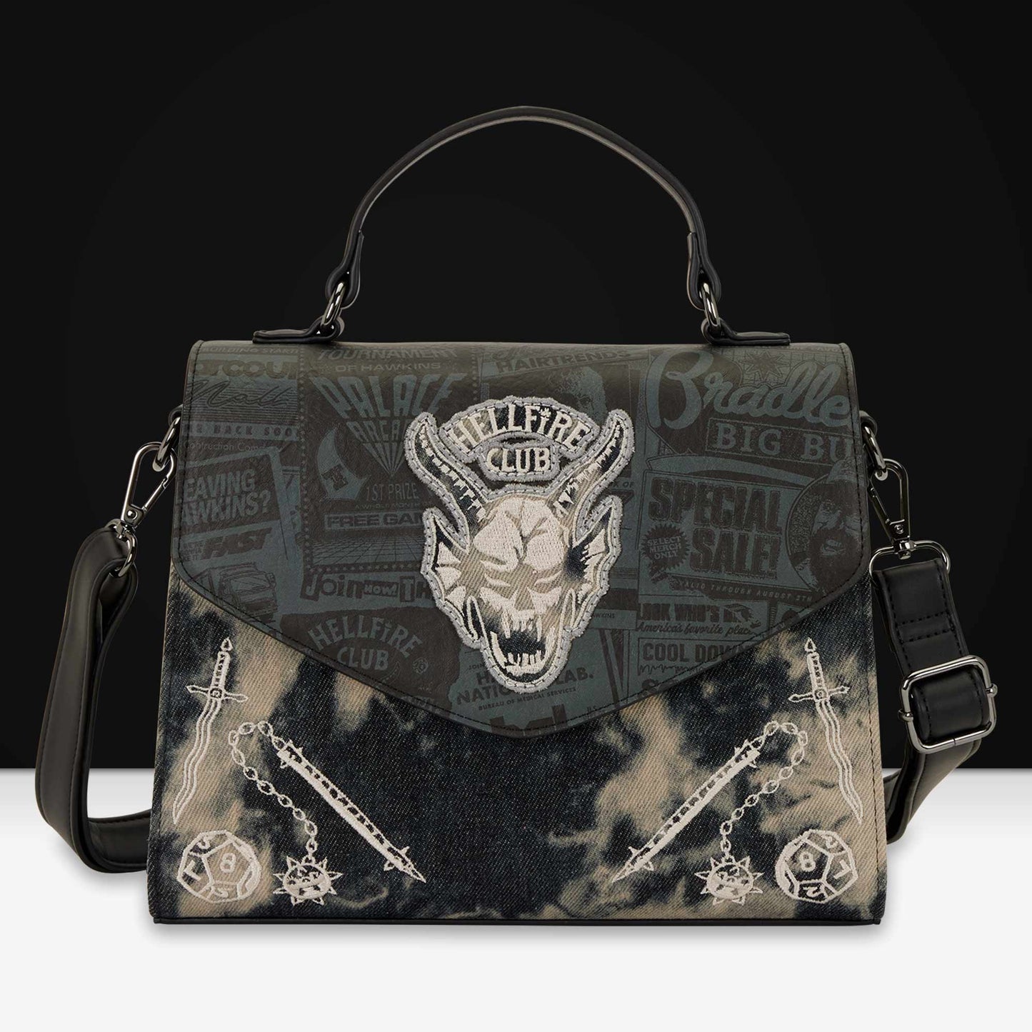 Loungefly x Netflix Stranger Things Hellfire Club Satchel Crossbody Bag - GeekCore