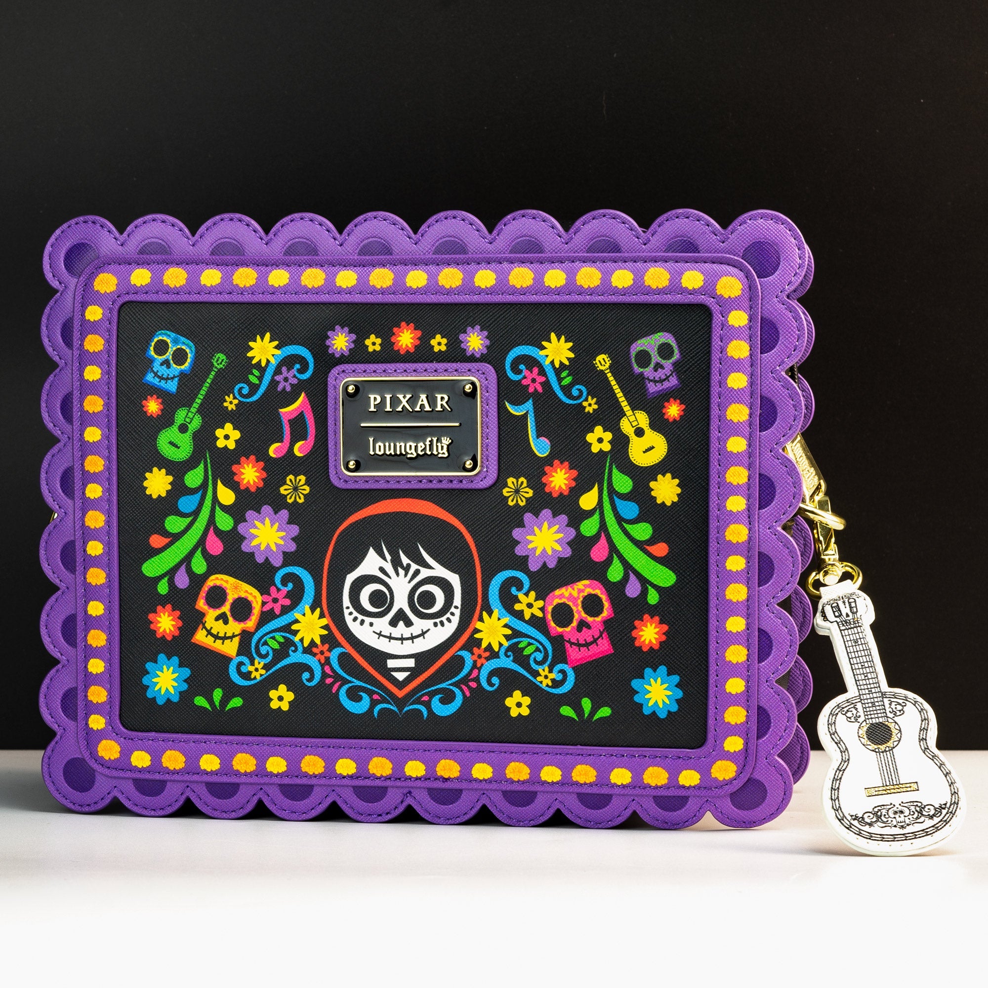 Loungefly x Pixar Coco Miguel Floral Skull Crossbody Handbag - GeekCore