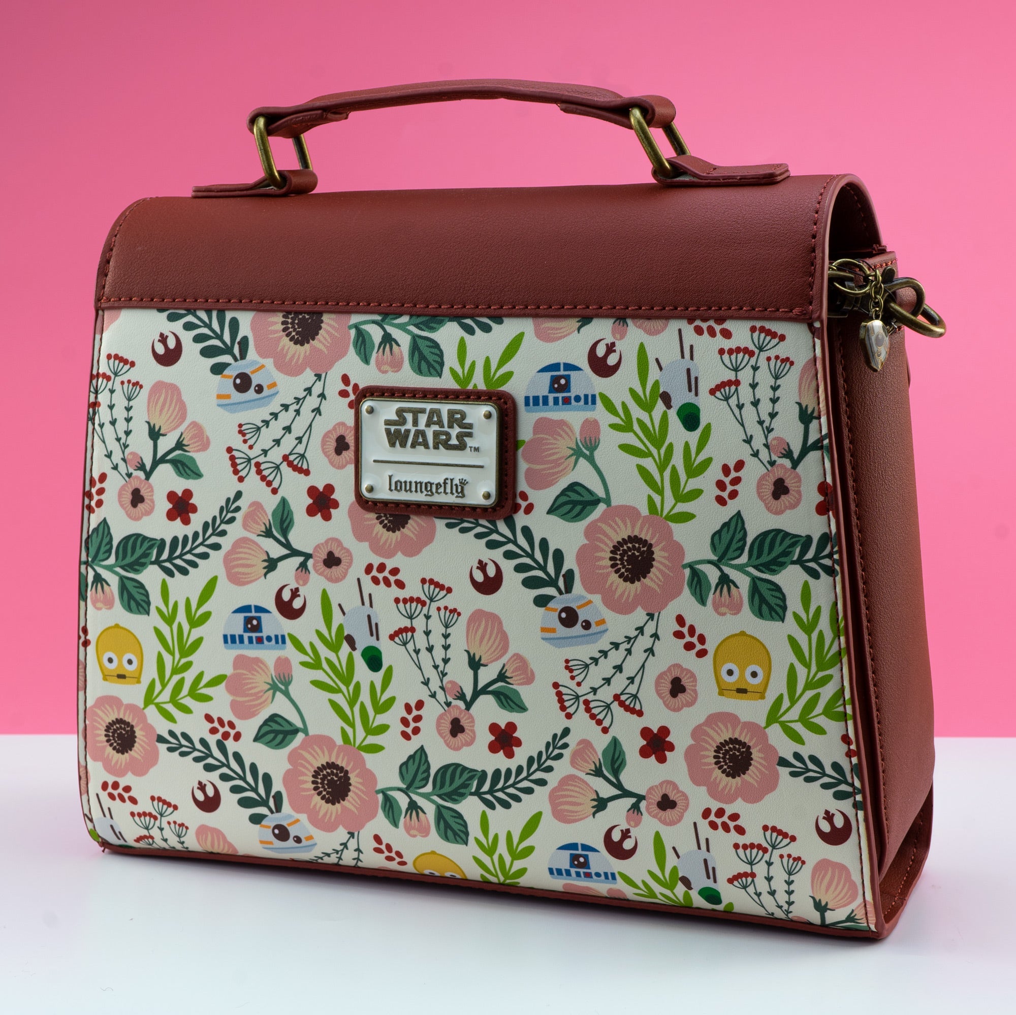 Loungefly x Star Wars Rebel Droids Floral Print Crossbody Bag - GeekCore