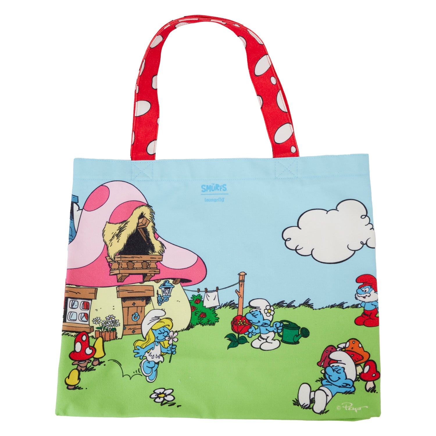 Loungefly x The Smurfs Village Life Canvas Tote Bag - GeekCore