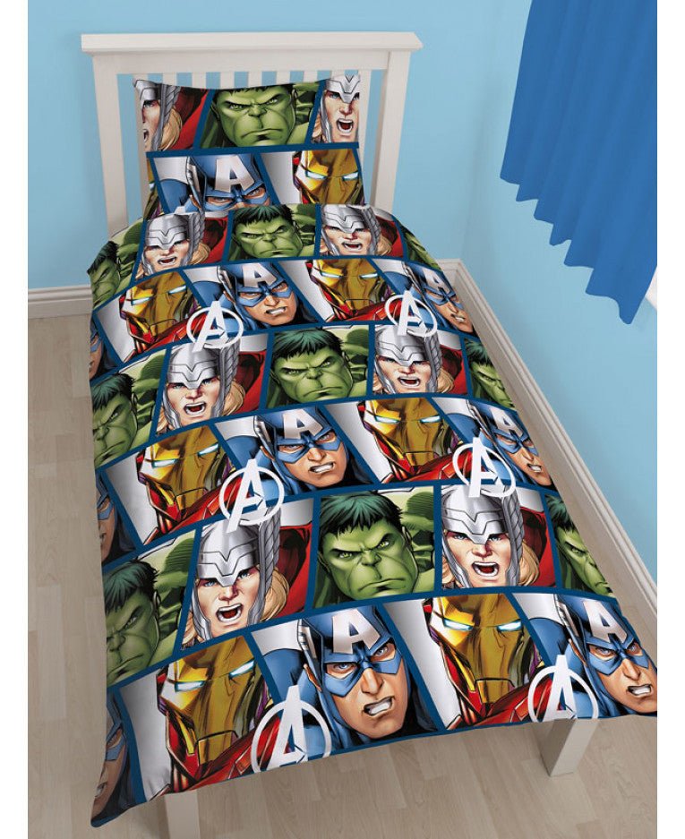 Marvel Avengers Reversible Single Duvet Cover Bedding Set - GeekCore