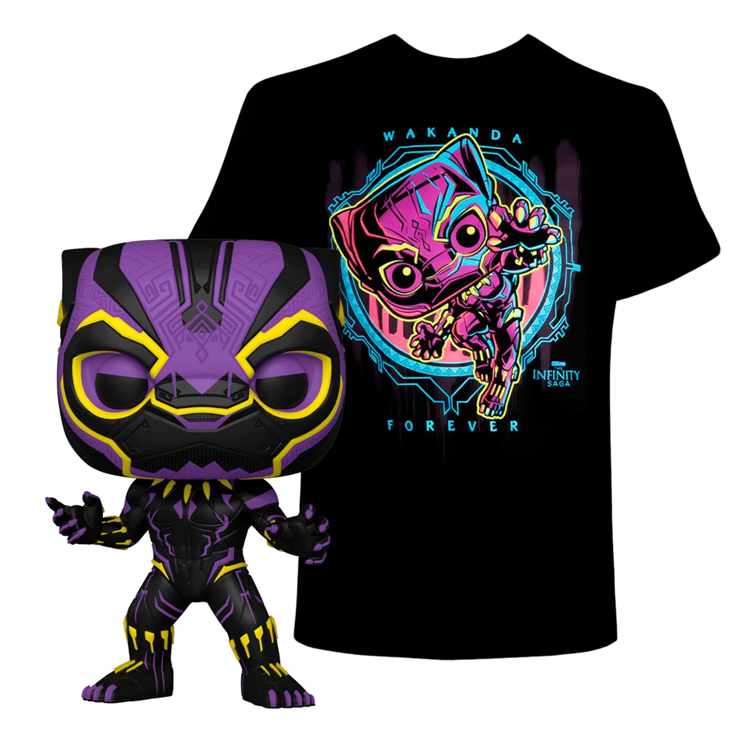 Marvel Black Panther Blacklight Pop! Vinyl and Tee Set - GeekCore