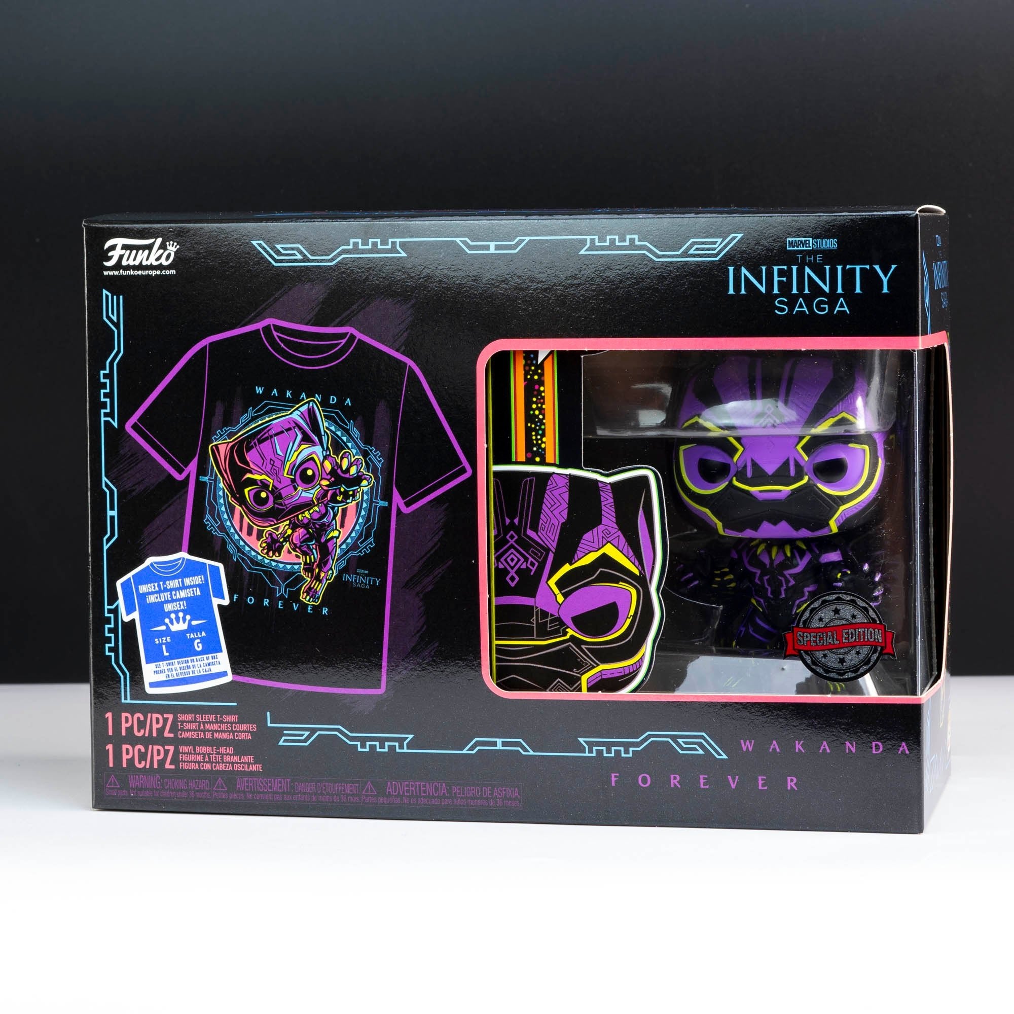 Marvel Black Panther Blacklight Pop! Vinyl and Tee Set - GeekCore