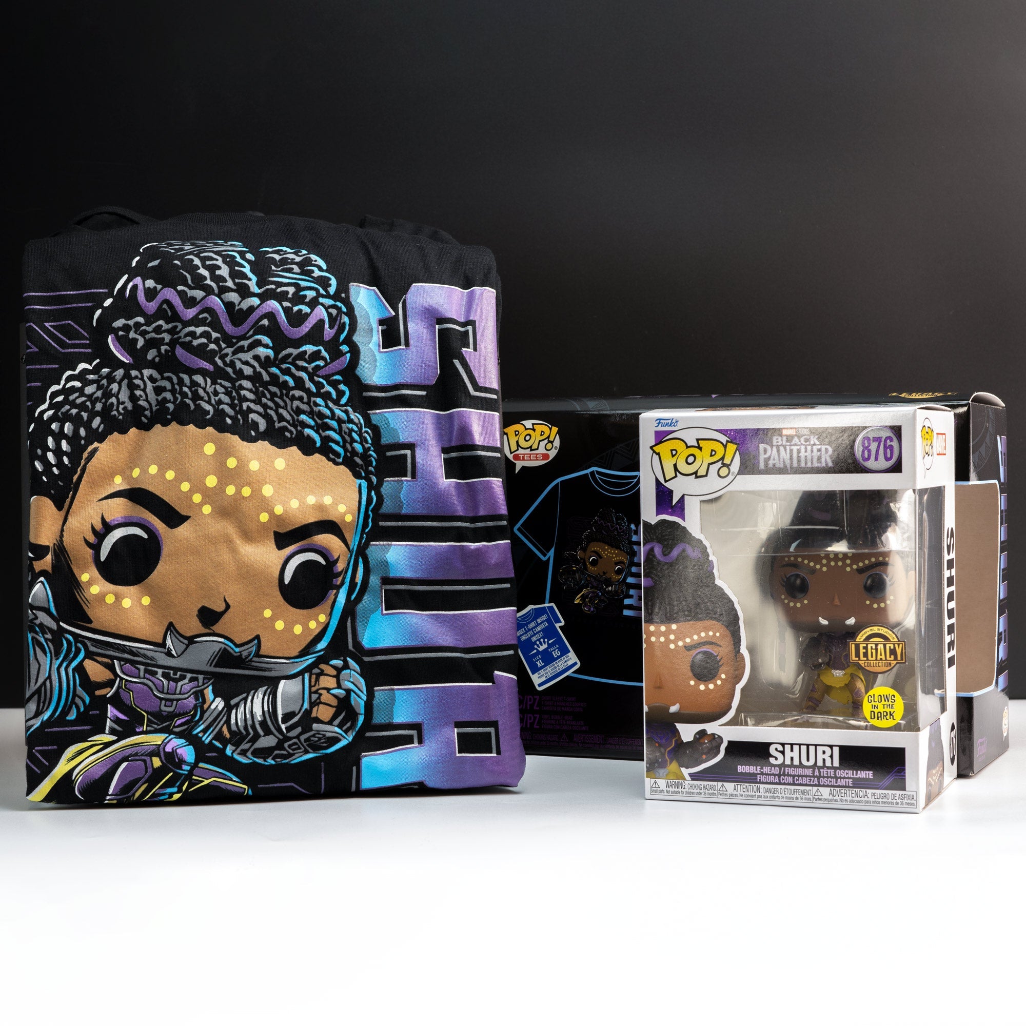 Marvel Black Panther Shuri (Glow in the Dark) Pop! Vinyl and Tee Set - GeekCore