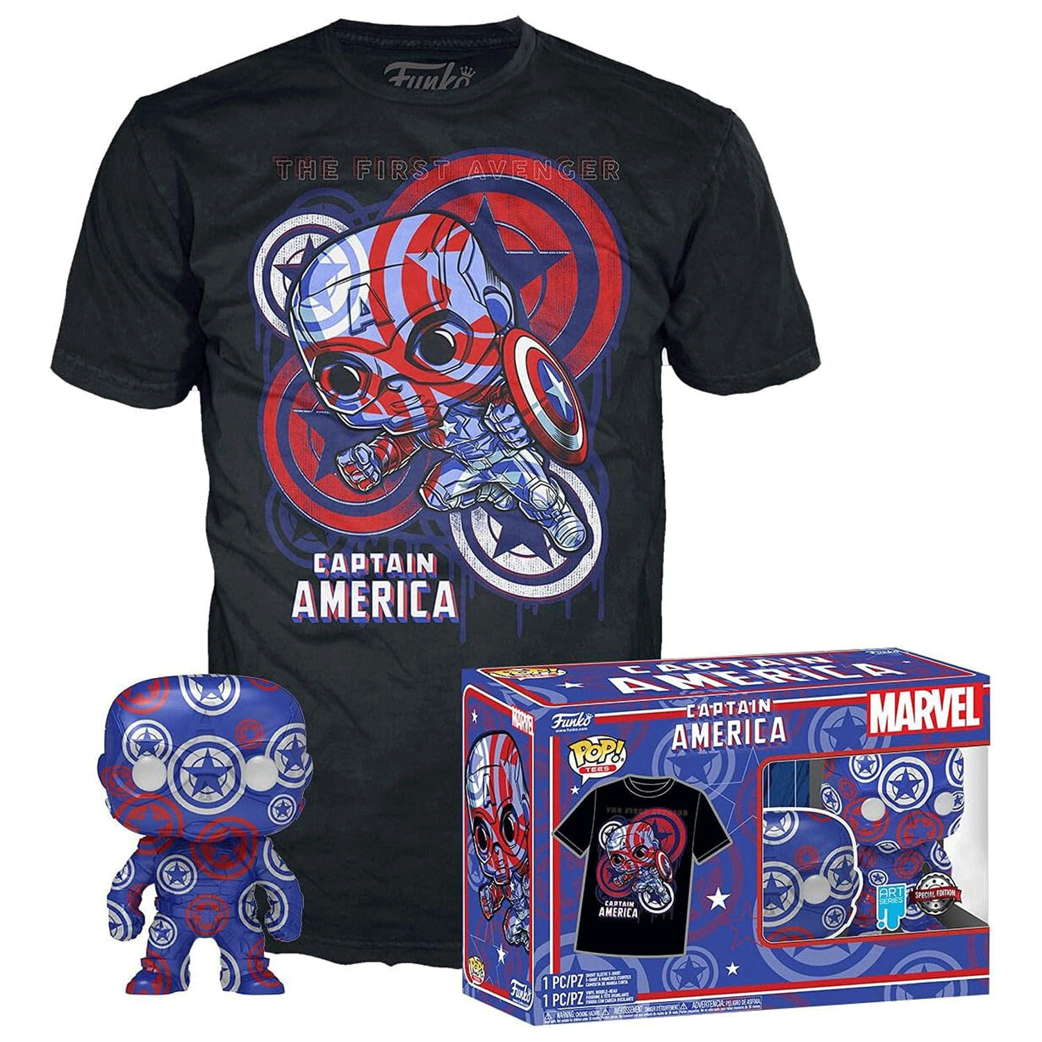 Marvel Captain America Patriotic Age Pop! Vinyl and Tee Set - GeekCore