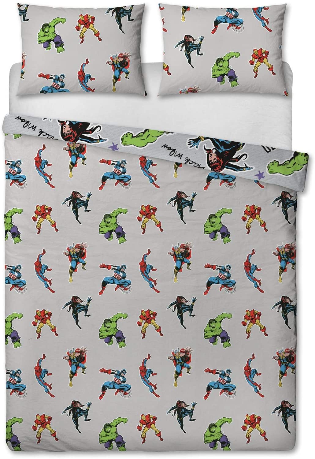 Marvel Comics Reversible Double Duvet Cover Bedding Set - GeekCore