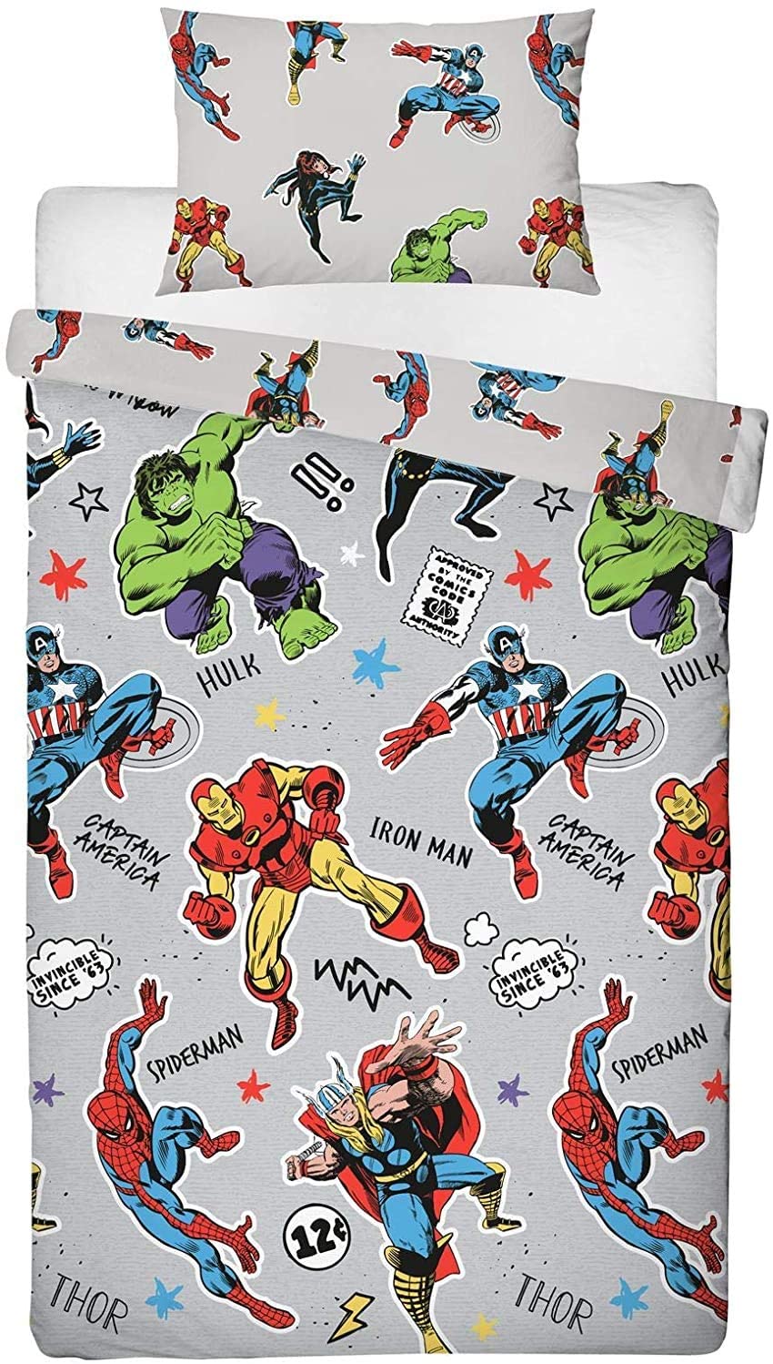 Marvel Comics Reversible Single Duvet Cover Bedding Set - GeekCore