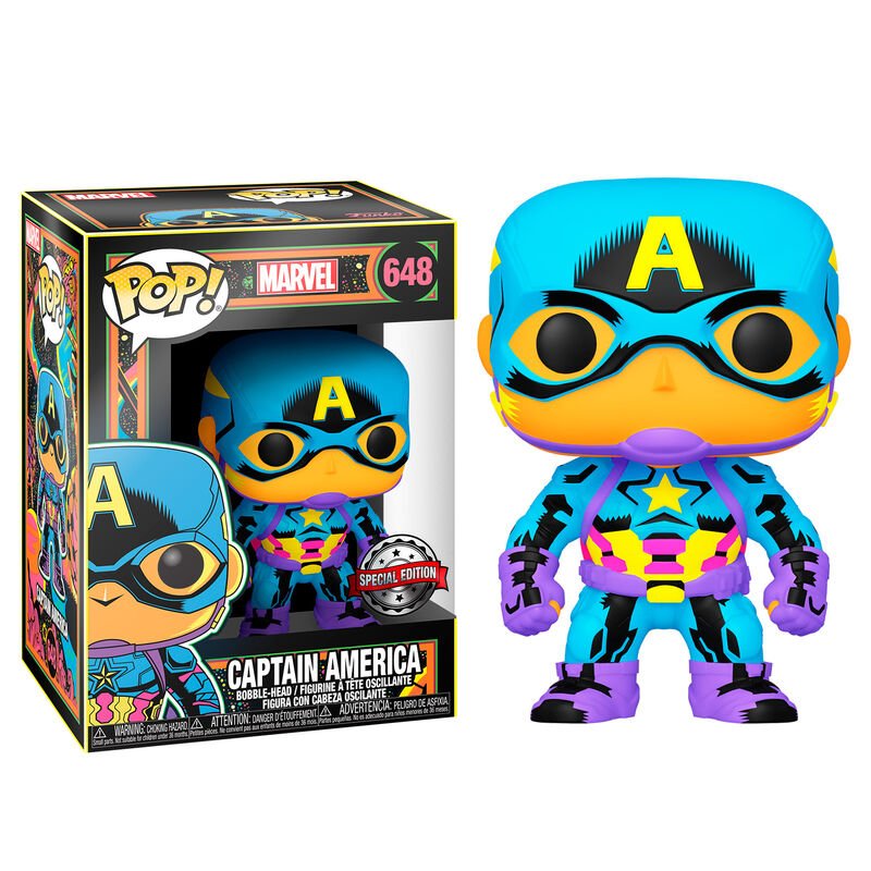 Marvel Funko Pop Vinyl Black Light Captain America - GeekCore