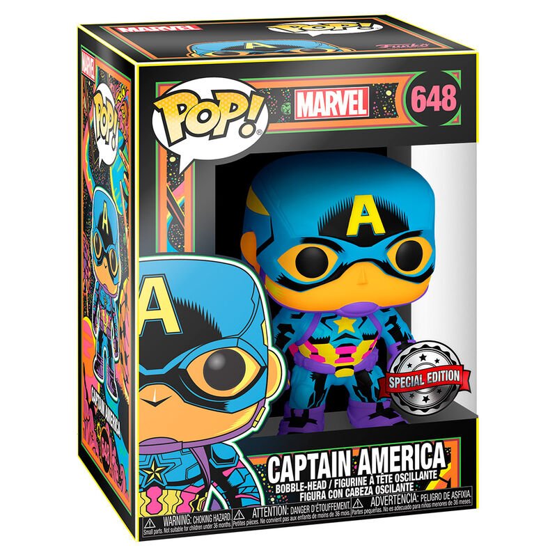 Marvel Funko Pop Vinyl Black Light Captain America - GeekCore