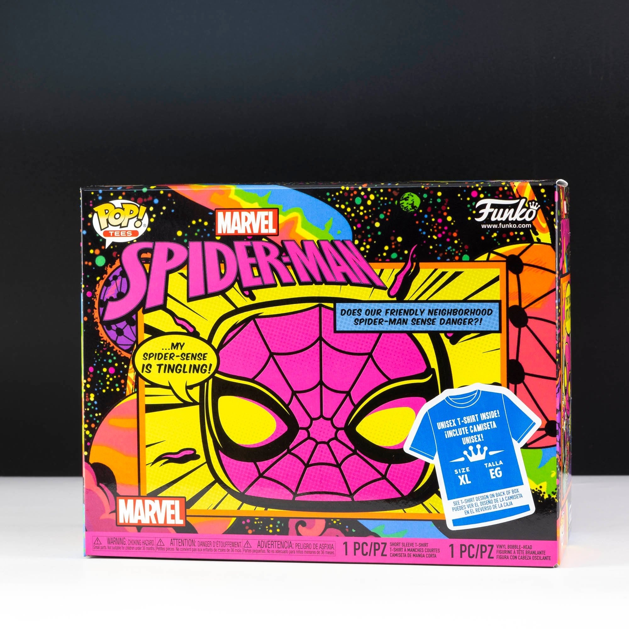 Marvel Spiderman Blacklight Pop! Vinyl and Tee Set - GeekCore