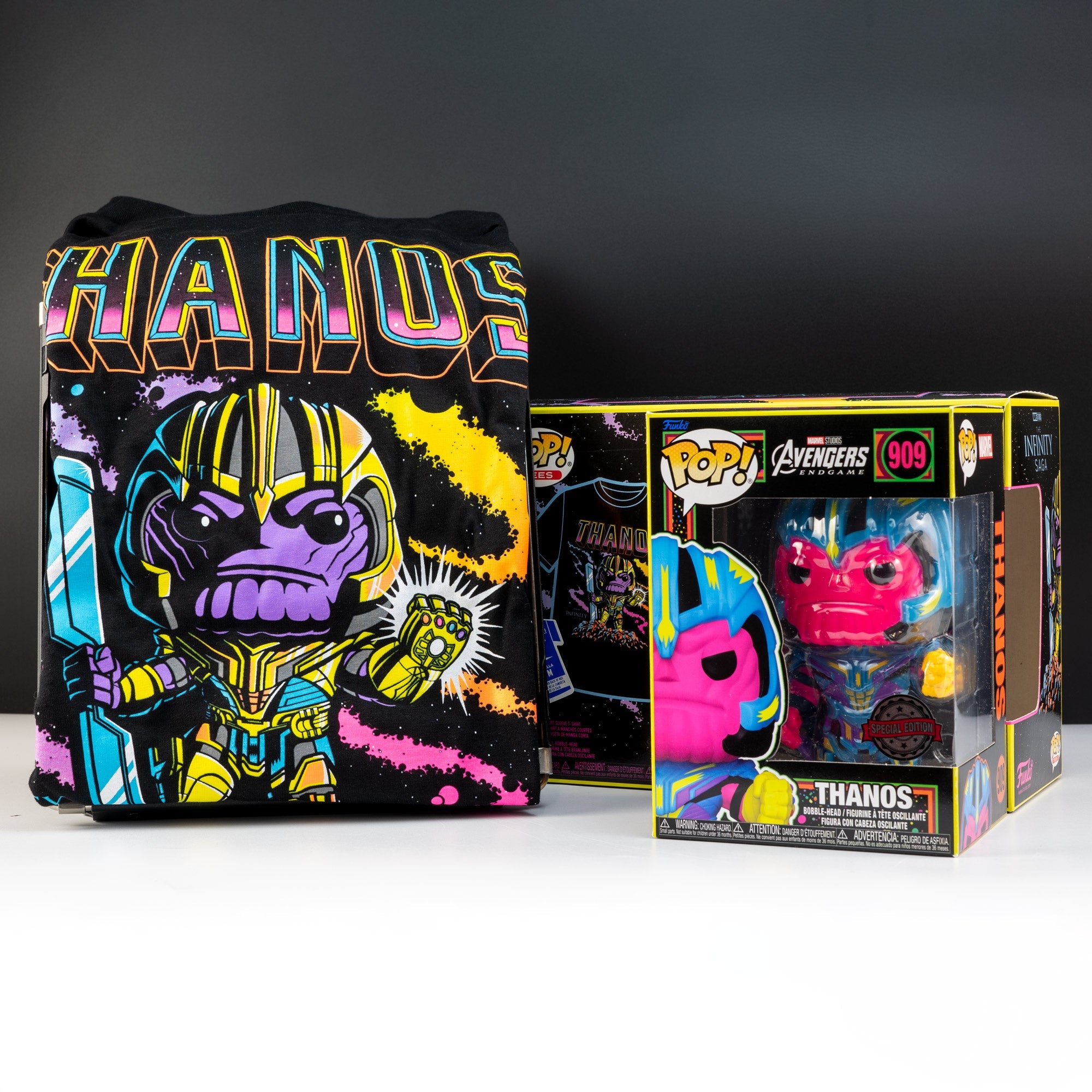 Marvel Thanos Blacklight Pop! Vinyl and Tee Set - GeekCore