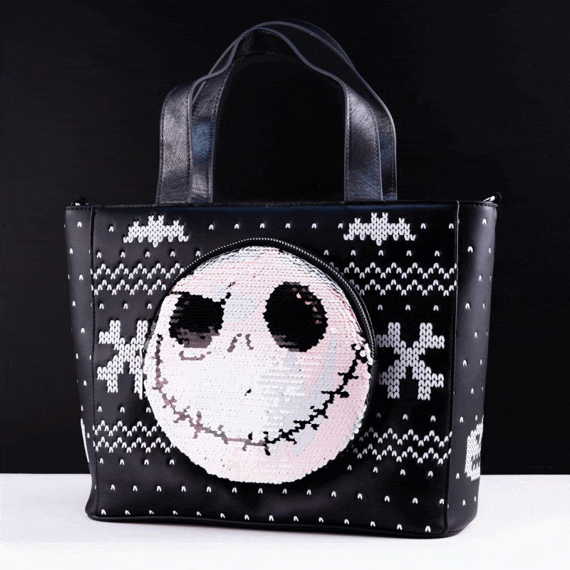 Loungefly x Disney Nightmare Before Christmas Jack Skellington Reversible Sequin Tote Bag