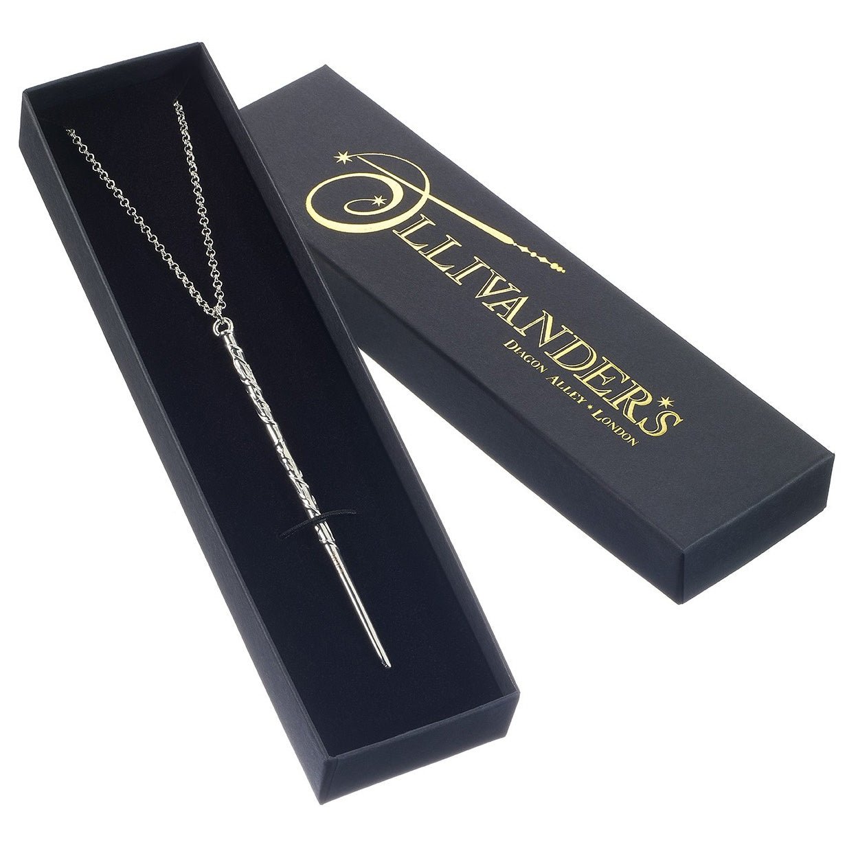 Official Harry Potter Hermione Silver Plated Wand Necklace - GeekCore