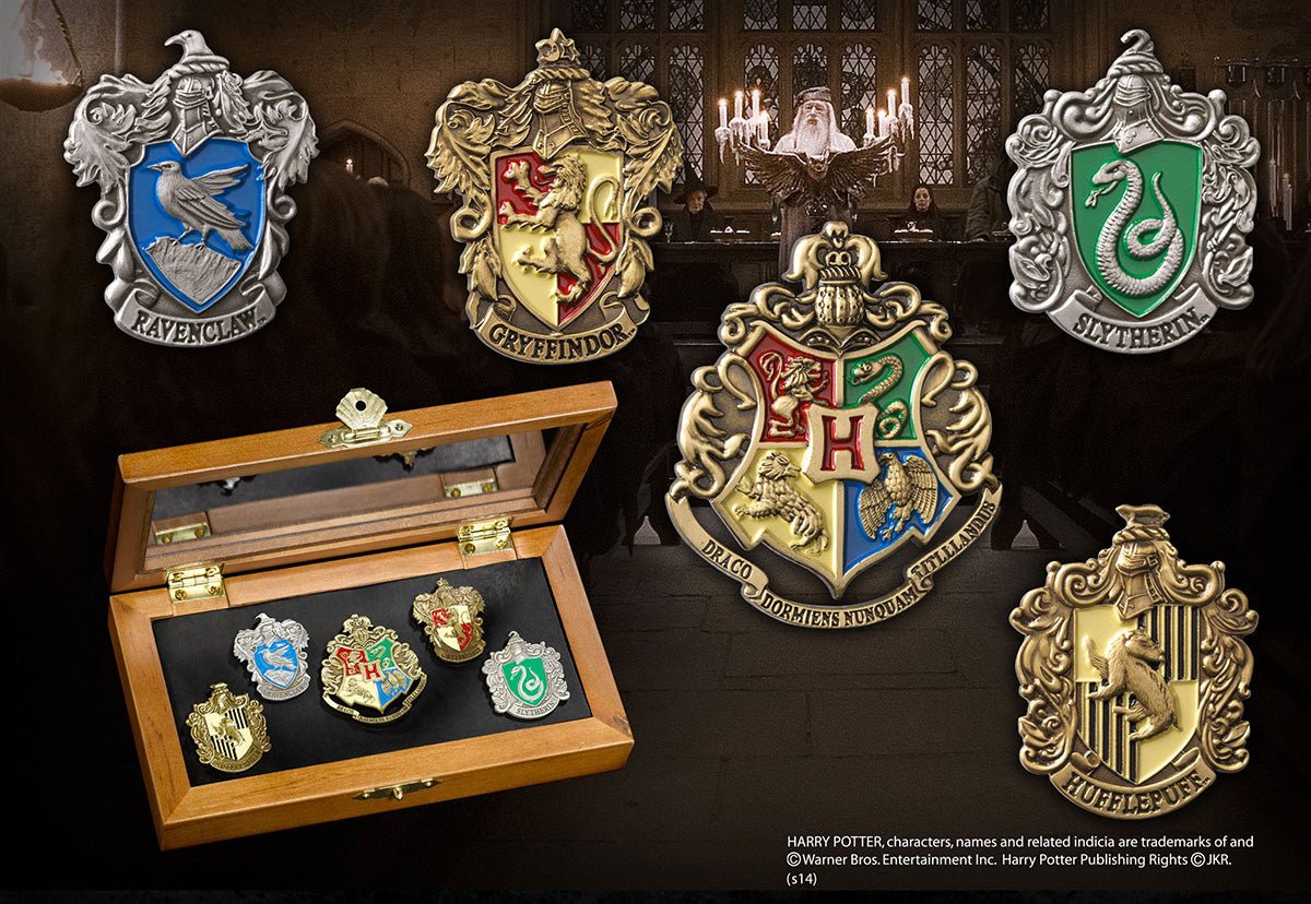 Official Harry Potter Hogwarts House Crest Pin Badge Set - GeekCore