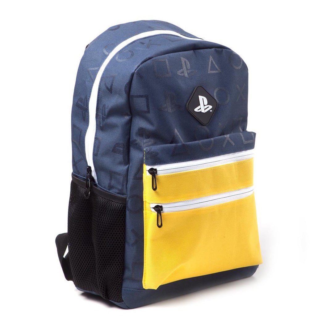 Playstation Symbols Blue & Yellow Backpack - GeekCore