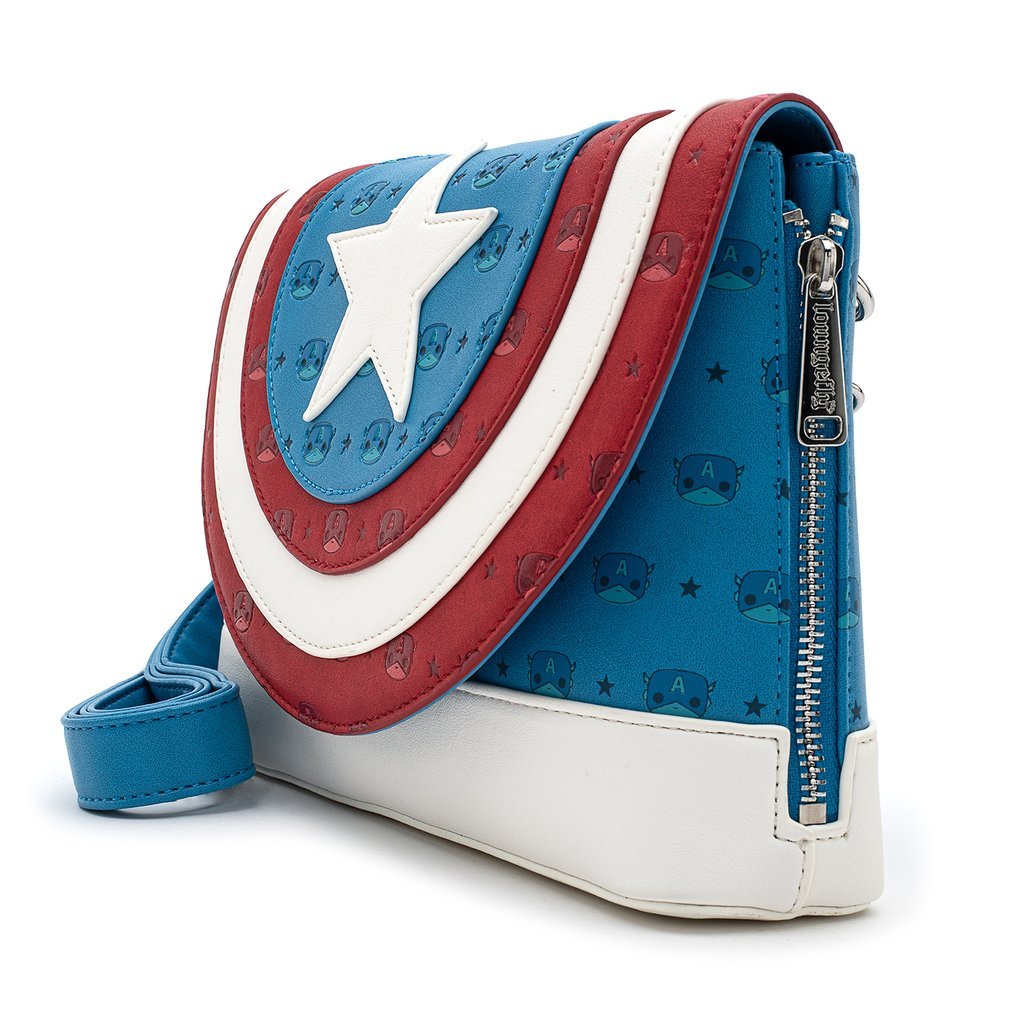 Pop! By Loungefly X Marvel Captain America Debossed Shield Crossbody Bag - GeekCore