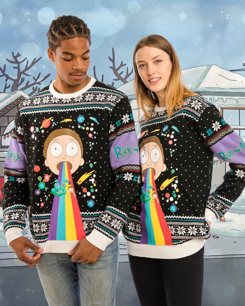 Rick and Morty Rainbow Knitted Christmas Jumper / Sweater - GeekCore