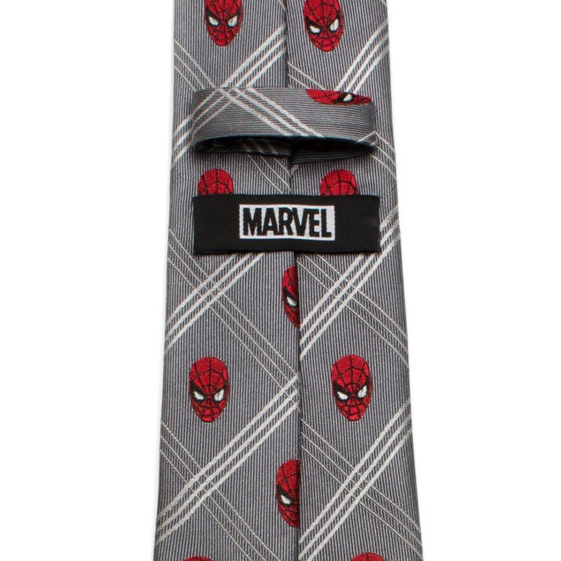 Spider - Man Grey Plaid Silk Tie - GeekCore