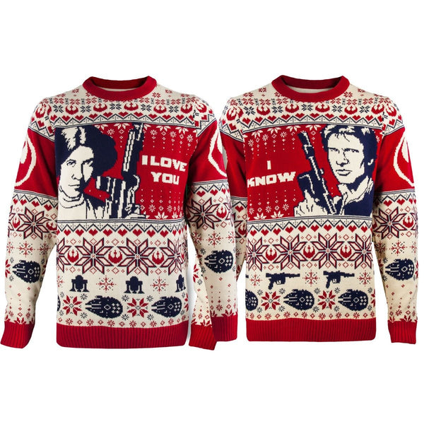 Star Wars Han & Leia Couples Knitted Christmas Jumpers / Sweaters - GeekCore