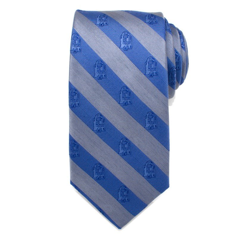 Star Wars R2 - D2 Blue and Grey Stripe Silk Tie - GeekCore
