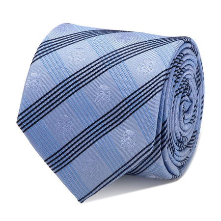 Star Wars Stormtrooper Blue Plaid Silk Tie - GeekCore