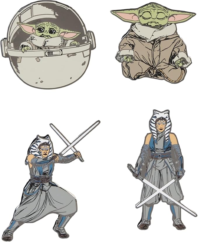 Star Wars The Mandalorian Grogu and Ahsoka 4 Piece Pin Set - GeekCore