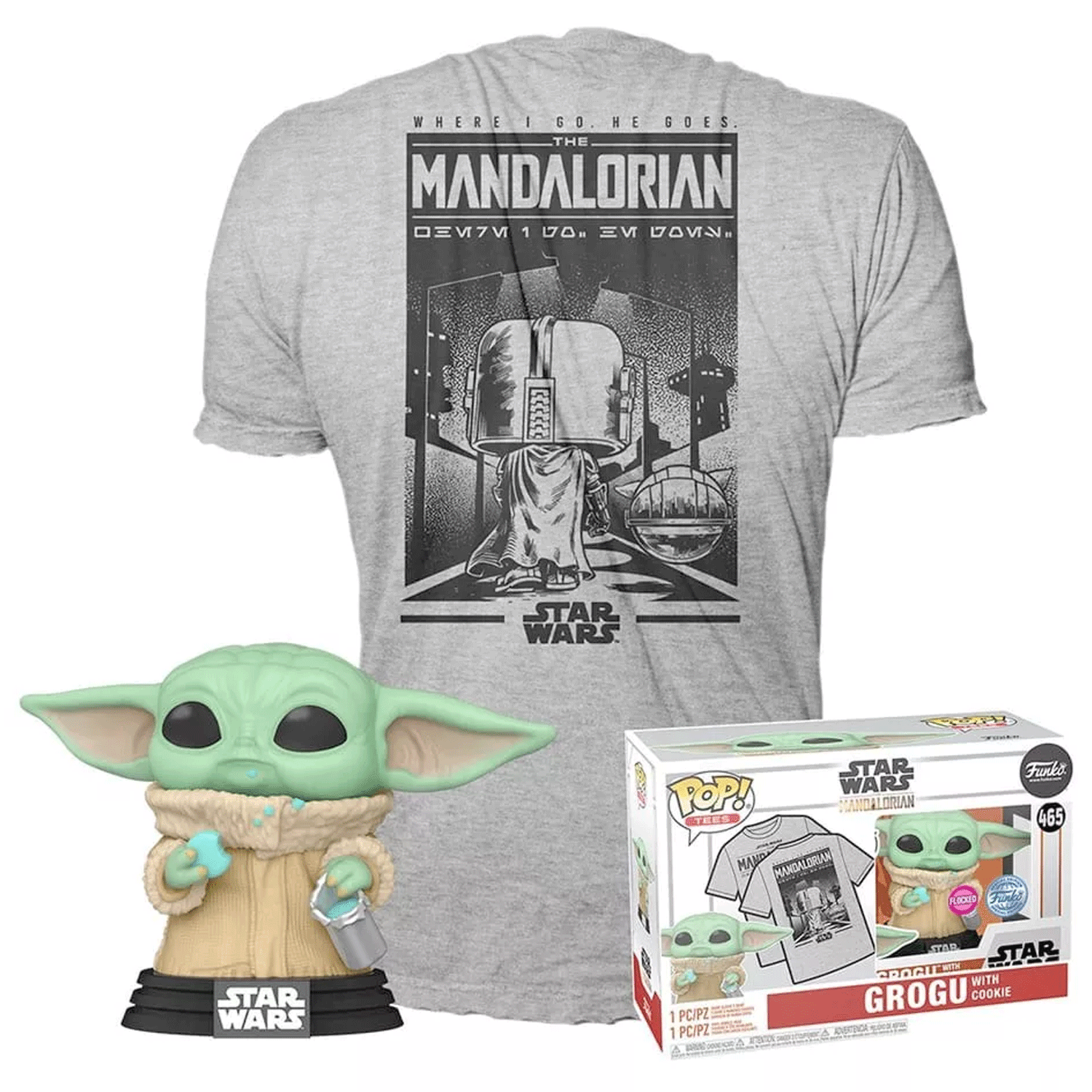 Star Wars The Mandalorian Grogu with Cookie Pop! Vinyl and Tee Set - GeekCore