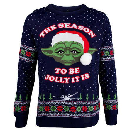 Star Wars Yoda Knitted Christmas Jumper - Medium - GeekCore